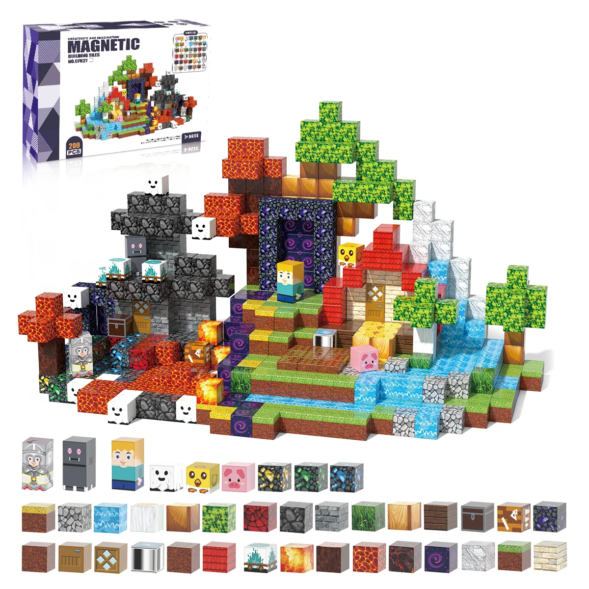 

Магнитные строительные блоки, магнитные кубики, креативные кирпичики для самостоятельной сборки, развивающие игрушки Монтессори STEM, сенсорные игрушки, подарок для детей, мальчиков и девочек от 3 лет