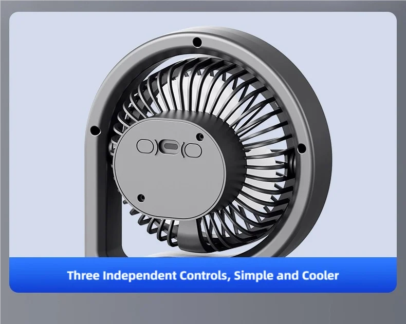 TINSOL 2026 New Portable USB Rechargeable Three-Head Fan – 360° Circulation, 5-Speed Wind, Dormitory and Outdoor Desktop Fan