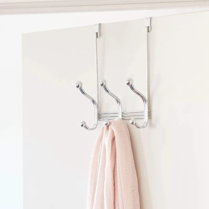 iDesign York Lyra Steel Over-The-Door 6-Hook Storage Rack - 8.38