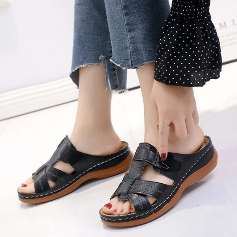 

Women Orthopedic Sandals Open Toe Vintage Wedge Sandals Fashion Platform Shoes Anti-Slip Thick Sole For Travel Seaside