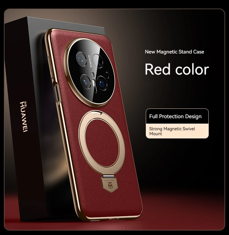 

For Honor Magic 7 High-End Leather Magnetic Bracket Phone Case, Magic 7 Pro Wireless Charging Pivot Protection Back Cover