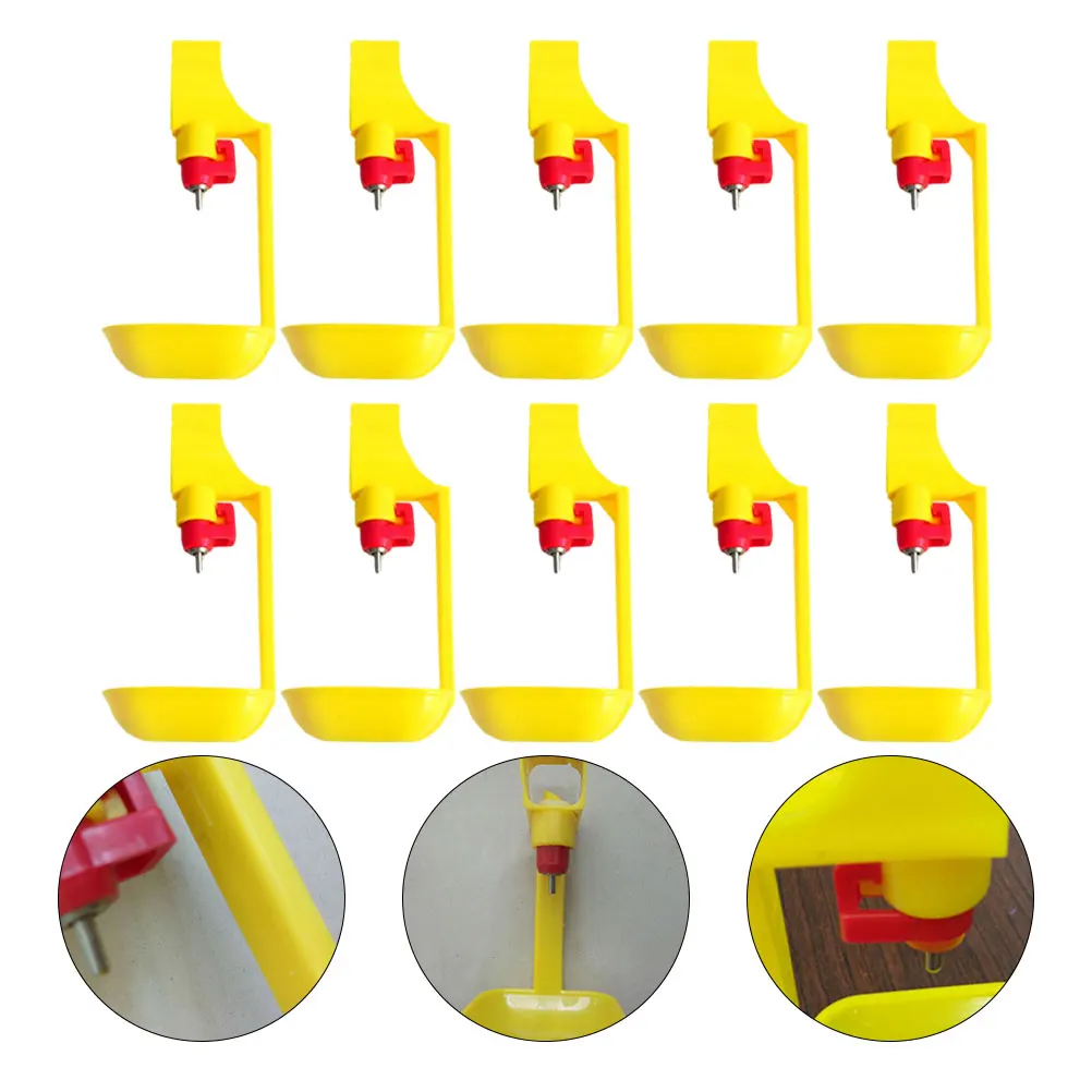 

10 PCS High end Plastic Chicken Waterer Square Tube Durable Wear Resistance Easy Install Poultry Farms Bright Color Chick Duck