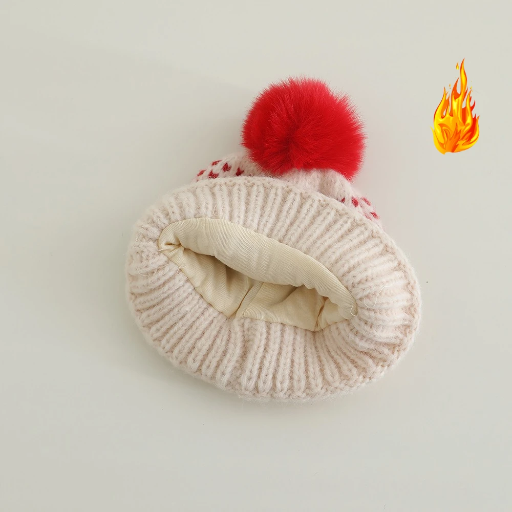 Ragazze Autunno Inverno Cappello di lana lavorato a maglia 50-54 cm Ragazzi Caldo Addensare Berretto antivento Bambini Cappelli con fiocco in pizzo a prova di freddo Moda per bambini CuteCap