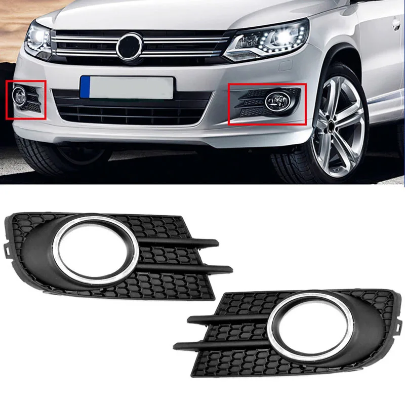 

Fog Light Bezel Cover For Volkswagen Tiguan 2012-2018 Front Bumper Lamp Frame With Black/Chrome Ring Car Light Accessories