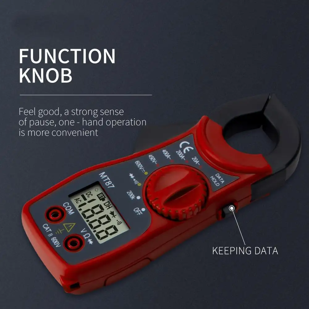 Professional Portable Mt87 Digital Clamp Meter Multimeter Dc Ac Voltage Current Tongs Resistance Amp Ohm Tester Electronic