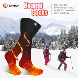 SAVIOR-calcetines térmicos de invierno para adulto, medias térmicas impermeables con batería recargable, para montar en moto