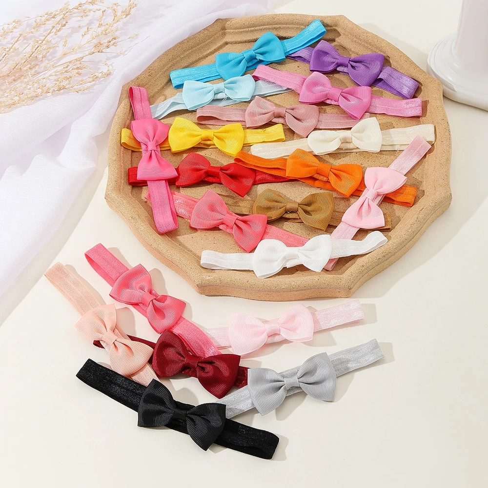 20pcs/lot Cute Ribbon Bows Baby Girls Headband Elastic Handmade Kids Hairbands Boutique Hair Accessories Photo Props Gift Sets