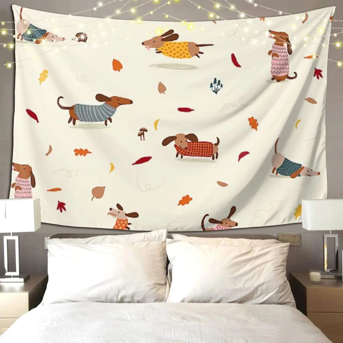 

Dachshund Dog Tapestry Hippie Wall Hanging Aesthetic Home Decoration Tapestries for Living Room Bedroom Dorm Room