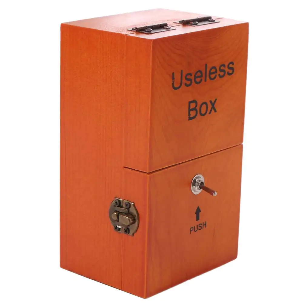Leave Me Alone Useless Box Wood Color Desk Decoration Electronic Useless Box Home Decor Interesting Wooden Useless Box