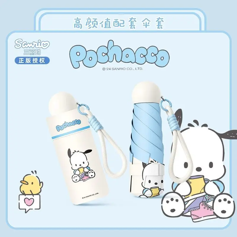

Pochacco Anime Kawaii Sanrio Sun Rain Protection Umbrella Cute Cartoon Mini Thickened UV Protection Umbrella Gifts for Kids
