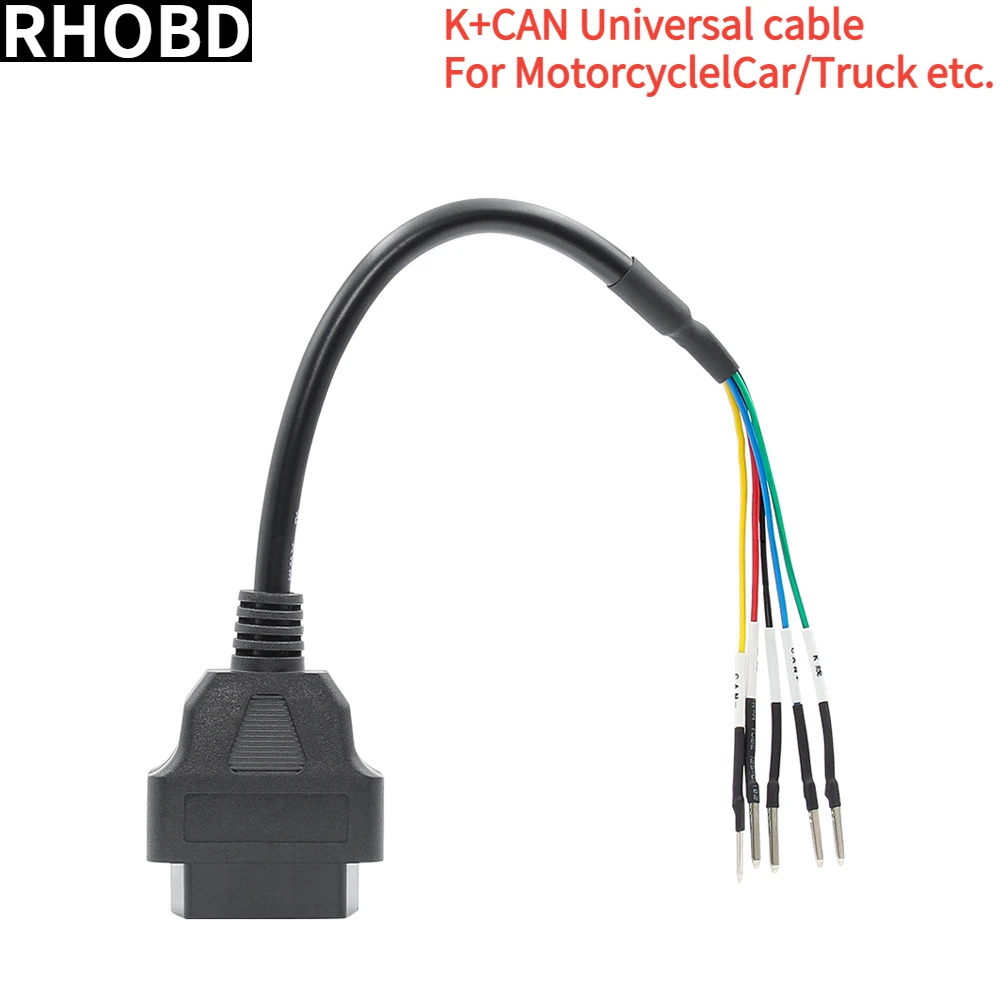 Latest Universal OBD 16 Pin Adapter Cable K Can OBD2 Engine Fault Detector Connector Cable Fits Turck Car Motorcycle K+Can Plug