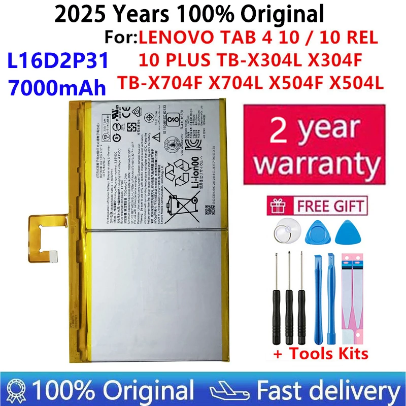 

100% Original New Battery For Lenovo Tab4 Tab 4 10 / 10 REL / 10 PLUS TB-X304L X304F TB-X704F X704L X504F X504L 7000mAh Batteria