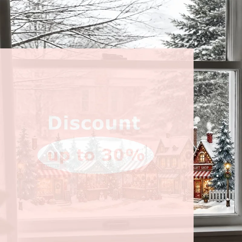 [2D Flat Christmas Village Window Stickers Watercolor Static Cling Decals for Xmas Family Party Home Window Decor]