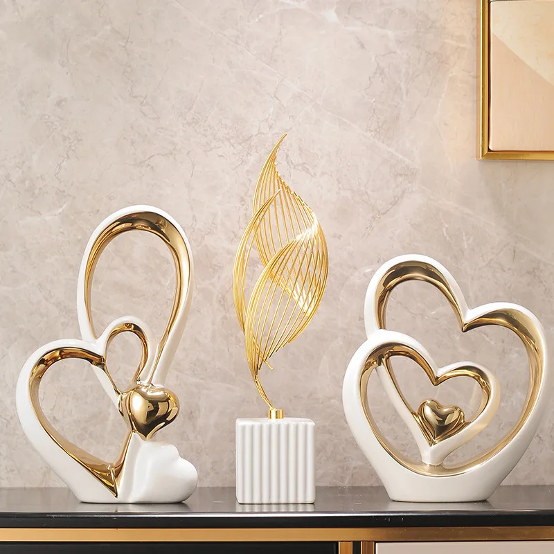 Golden Hollow Ceramic Handicrafts, Apple Model Sculptures, Crystal Balls, Foyer, Wine Cabinet, Interior Decoration Accessories view 5