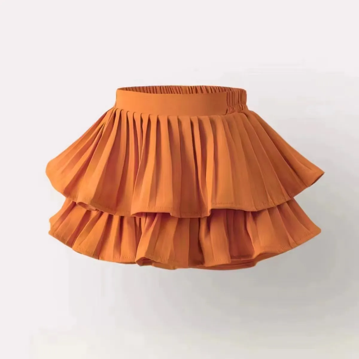 New Summer Casual Teenager Girls Short Skirt Sweet Cake Design Ruffled Cotton Dress Soft Solid Color Kids Clothes 4 6 8 1012 14Y