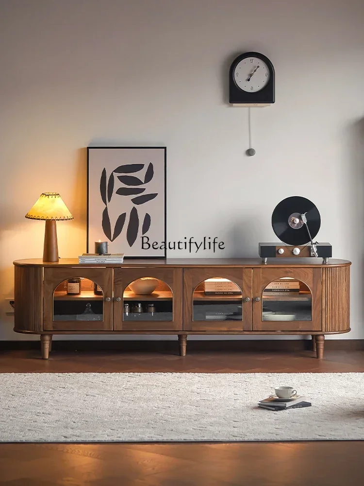 

13American all-solid wood TV cabinet North American black walnut retro modern simple TV cabinet