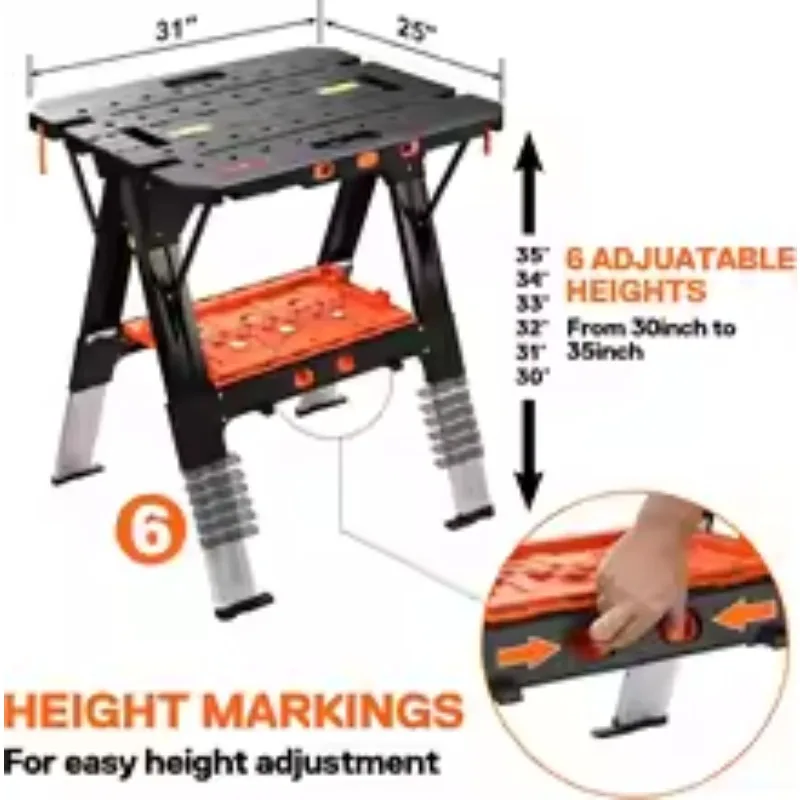 American PONY woodworking workbench folding console mobile portable lifting table saw table manual DIY multi-function