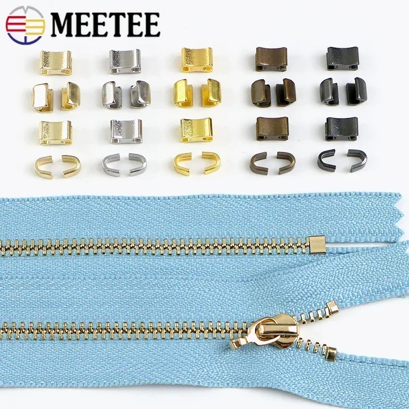 

20/50Sets 3#5#8#10# Metal Zipper Stopper Bag Jacket Zip Tail Stop Retainers Zips Slider End Lock Insert Repair Kits Accessories