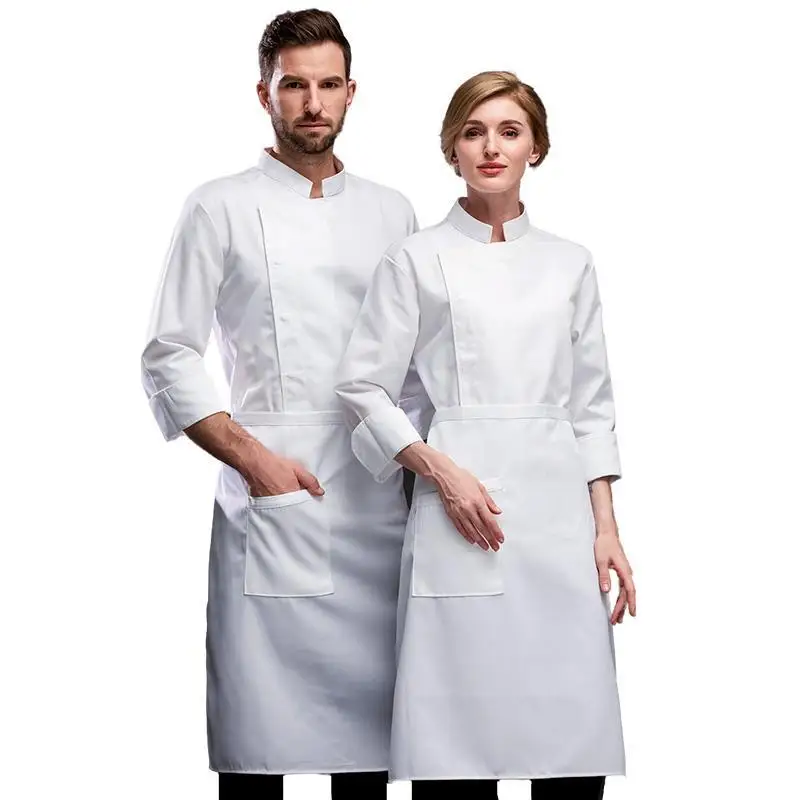Uniforme de cocina de camuflaje de verano, ropa de trabajo de cocina de Chef de manga larga de invierno, uniforme de Chef blanco de manga larga de camuflaje con soporte C