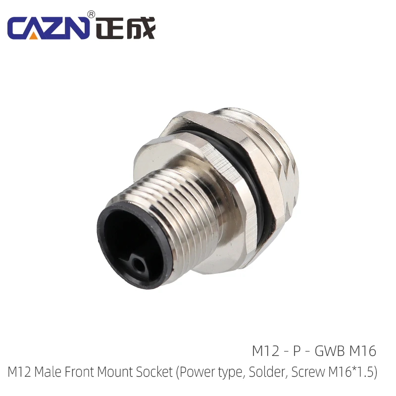 M12 Solder L Code Socket Connectors IP67 Male Female Brass Wire Solding Contact 3/4/5-pins Circular Connector For Automation