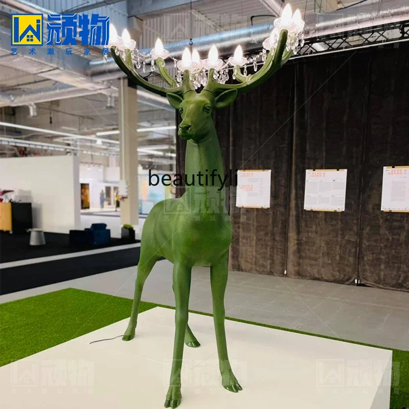 Christmas sculpture ornament modern creative sika deer floor lamp modeling fiberglass