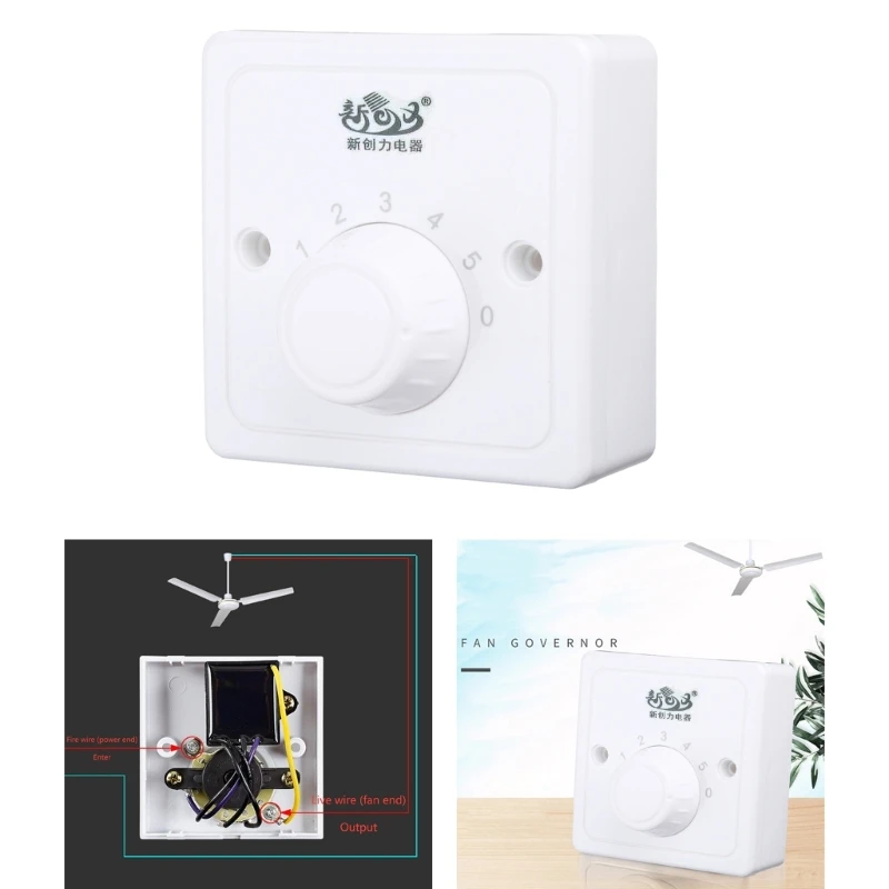 2023 New 5 Gear Adjustable Ceiling Fan Speed Control  Wall Controller  Electronics Mechanical Rotary