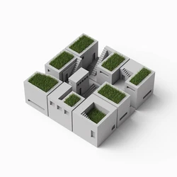 Creative cement building model moss micro landscape ornaments, modern simple home decoration house shape pen holder flower pot
