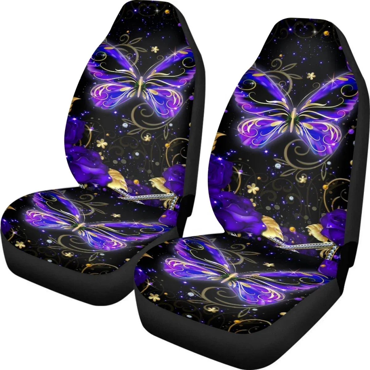 Fantasy Purple Beautiful Butterfly Design Car Seat Covers Set Universal Cushion Cover Fit Most Vehicle Interior Accessories New