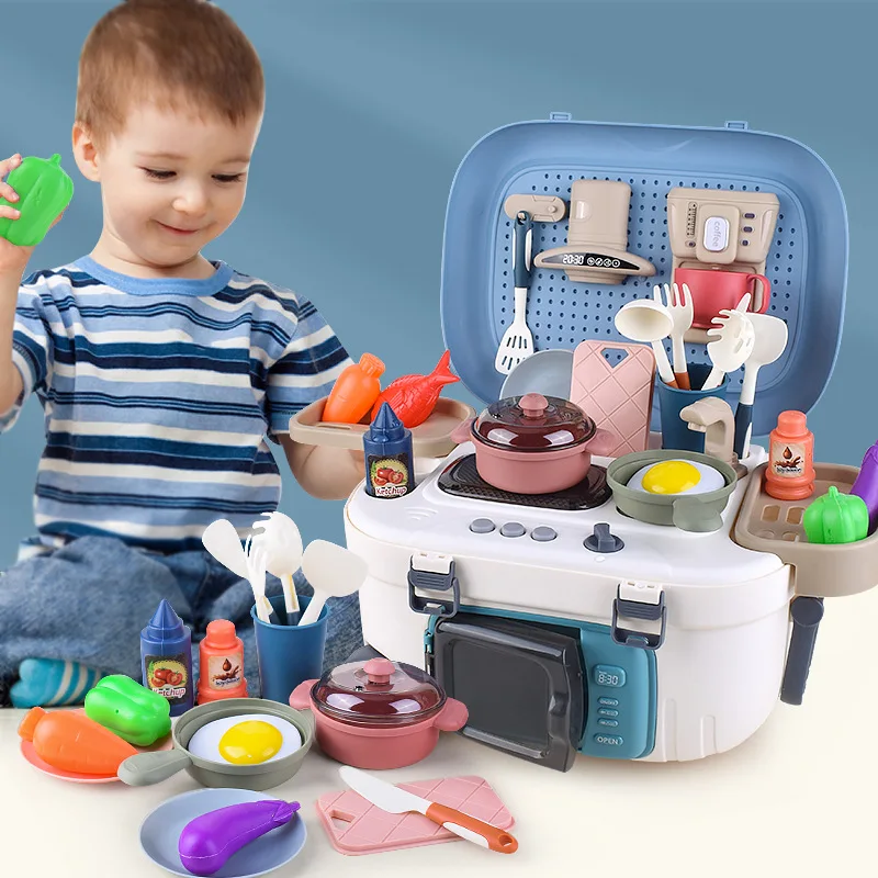 

[Funny] 22pcs/set Kitchen Sets Simulation kitchen Cooking play house toys sound LED Light mist spray ieducational baby best gift