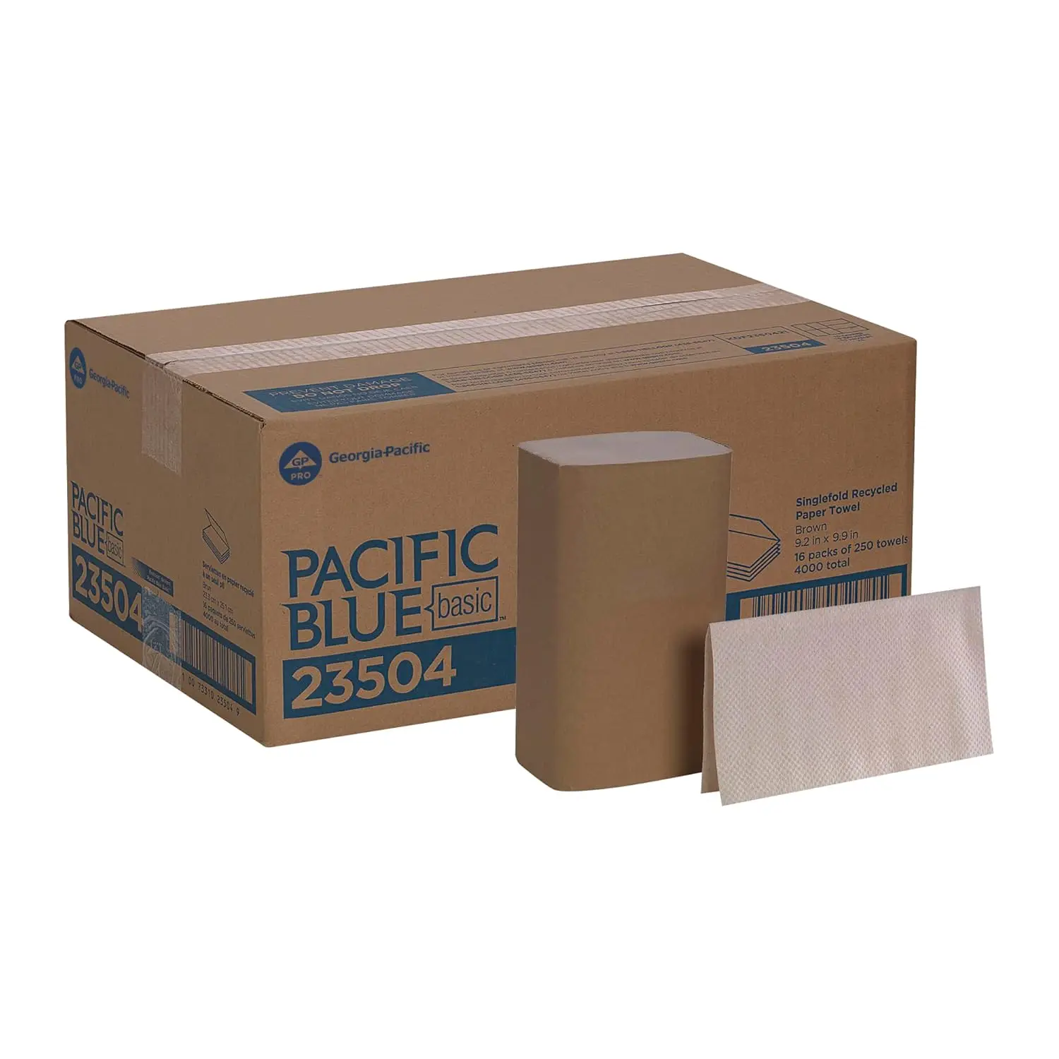 

Pacific Blue Basic Recycled Paper Towels, Brown, 250 Towels/Pack, 16 Packs/Case (4000 Total), 9.20" x 10.20"