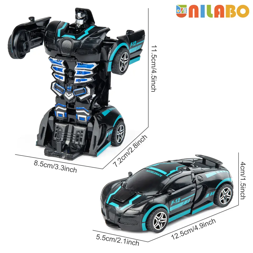 Transformable Robot Sports Car Toys, No Batteries, Educational Kids Gift, Colorful Model Vehicle for Play Learning - 2