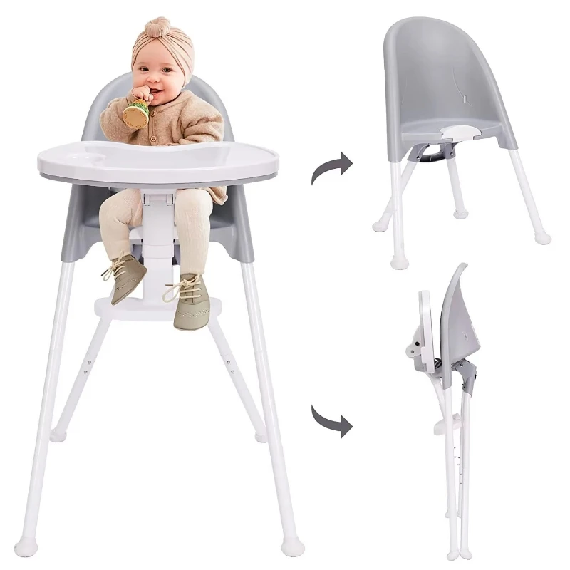 Modern Portable Plastic Kid's High Chair for Infant Baby Children Feeding & Nursing Combined with Baby Low Stool view 3
