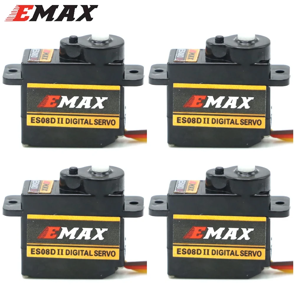 4pcs EMAX ES08DII 4.8-6V 9g Plastic Digital Micro Servo With Futaba JR Plug For RC Helicopter Airplane Accessories