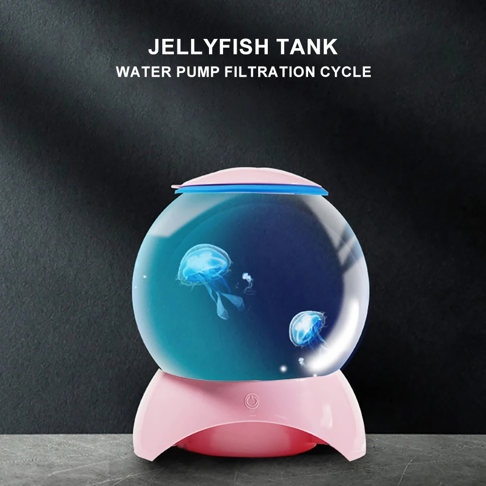 Plastic Jelly Fish Tank Shatterproof Mini Jellyfish Tank Plastic Aquarium Multipurpose Home Desktop Decoration Energy Saving LED