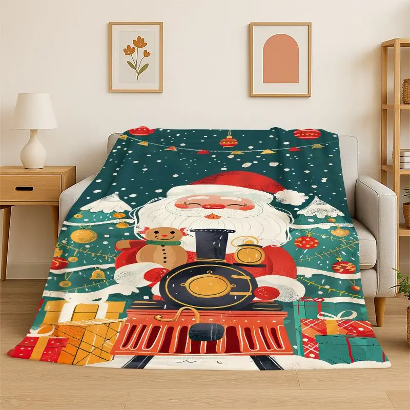 Cozy Christmas Throw Blanket,Ultra Soft flannel with Festive Santa Claus Print,The Perfect Holiday Cuddle Blanket for Your Couch