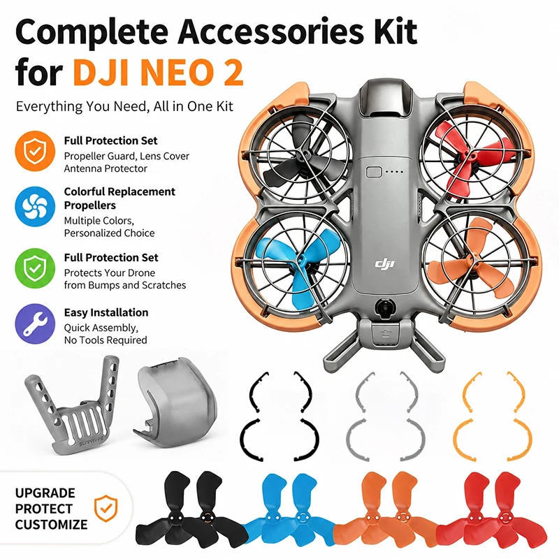 Für DJI Neo 2 Schutzset Schnellverschluss-Propeller Geräuscharme Paddelblätter Propellerschutz für DJI Neo 2 Drohnen-Zubehör