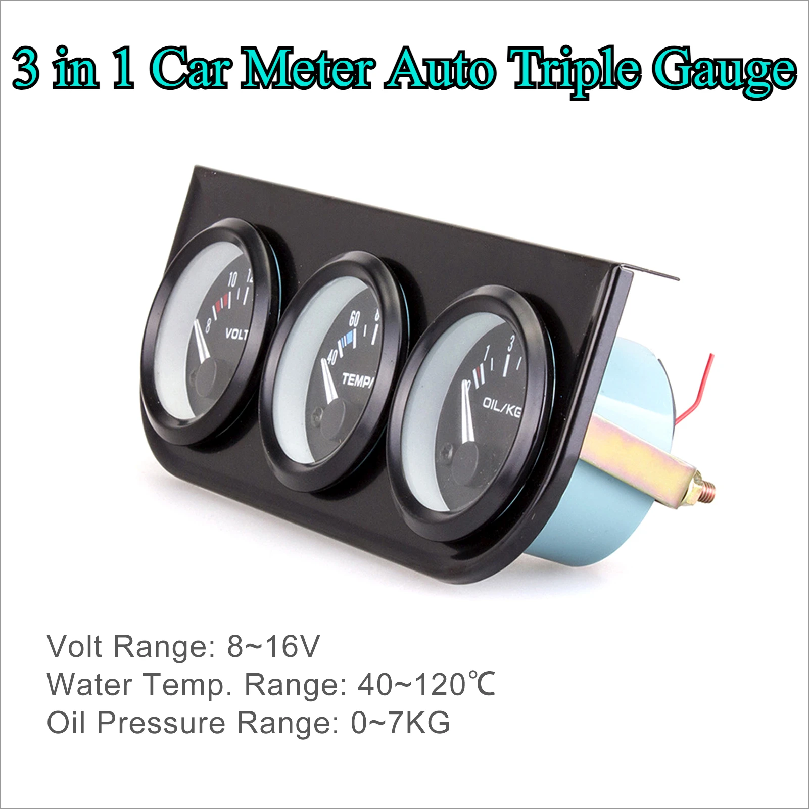 

Triple Gauge Kit 2-inch(52mm) 3-in-1 Volt Meter Water Temperature Meter Oil Pressure Meter Universal for 12V Cars