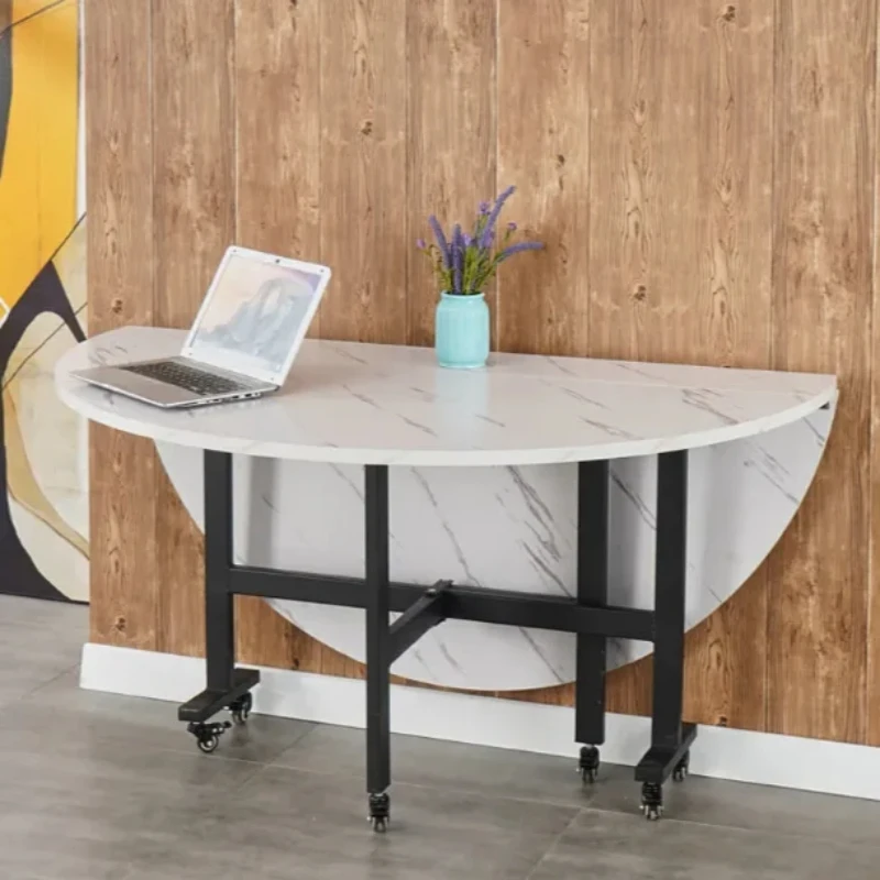 

Folding dining table household small round living room multi-functional movable.