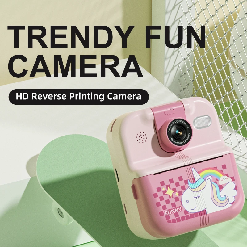 Cute Kids Camera Mini Camera Photo Printer Digital Children Video Camera Photography Instant Print Photo Mini Thermal Printer