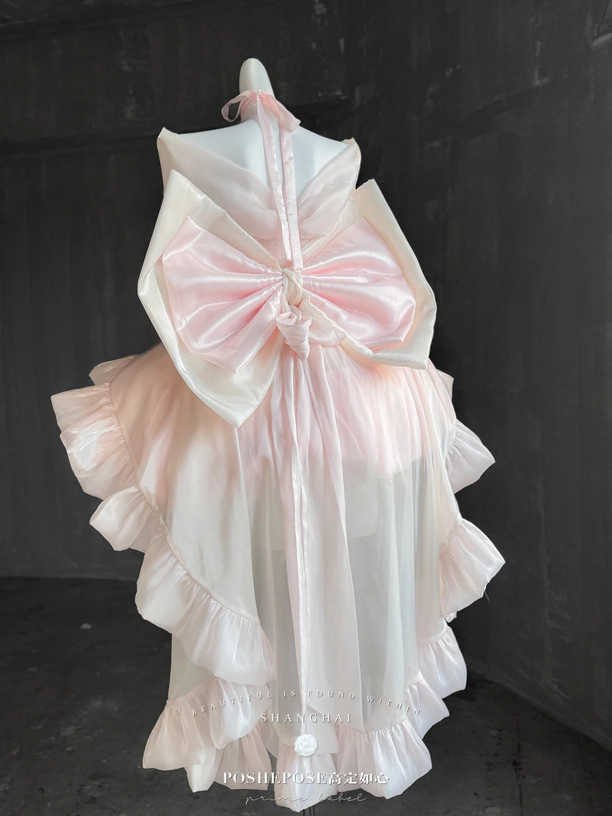 Sweet Princess Pink Lolita Mini Dress Girls' Women's Slim-Fit Elegant Big Bow Long Trailing Birthday Party Dress Sets Vestidos