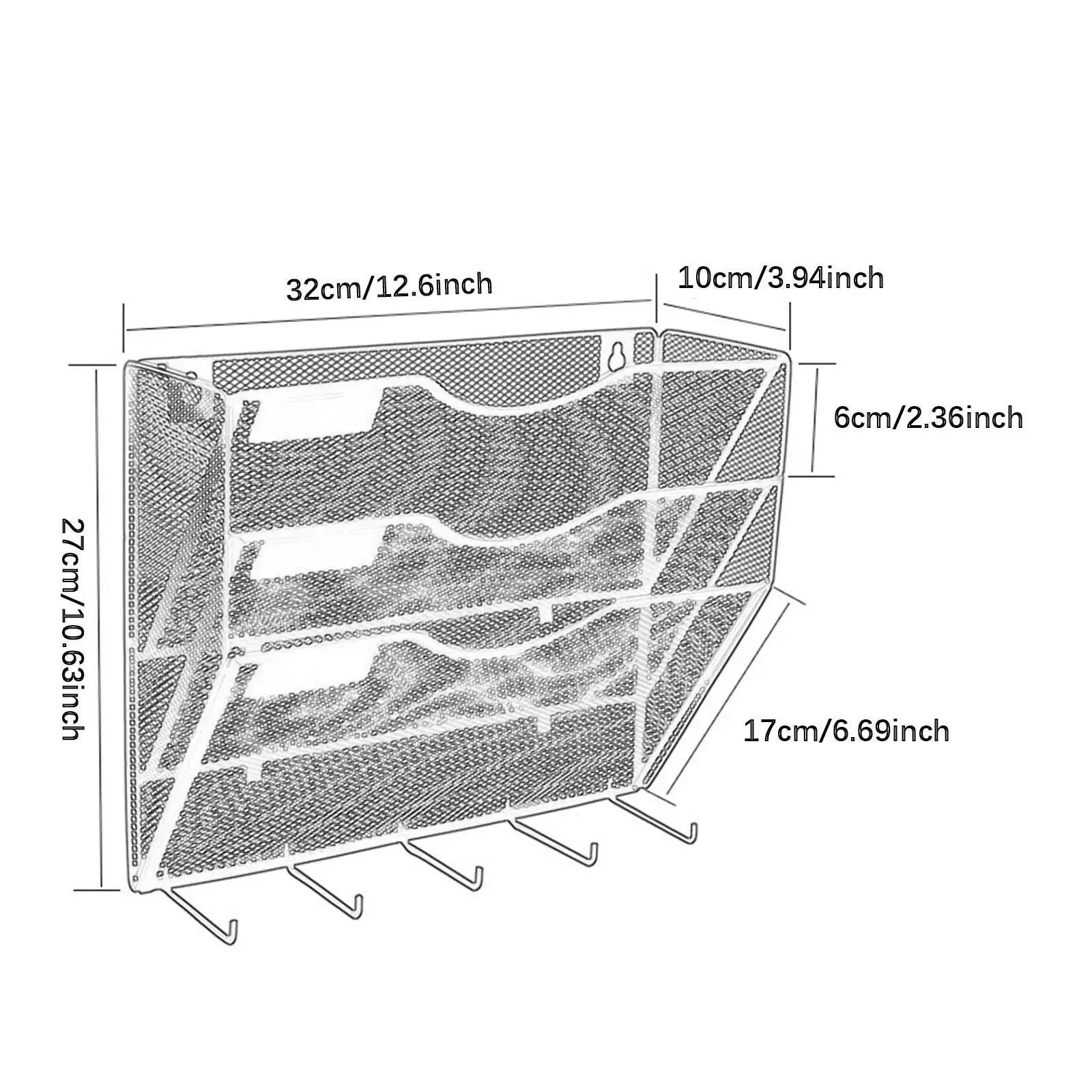 Wall File Mail Organizer Vertical Multilayer Metal Structure Sturdy Easily Install Versatile for Home Office File Holder