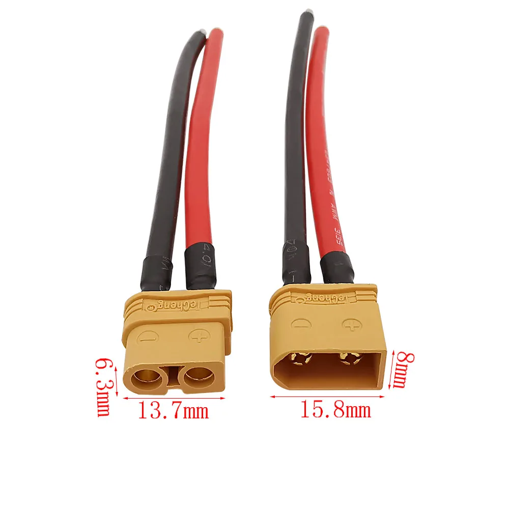 XT60U XT60 Male Female Bullet Connectors Plugs With 10CM 12AWG Silicon Wire For RC Lipo Battery Quadcopter FPV Drone Toy DIY