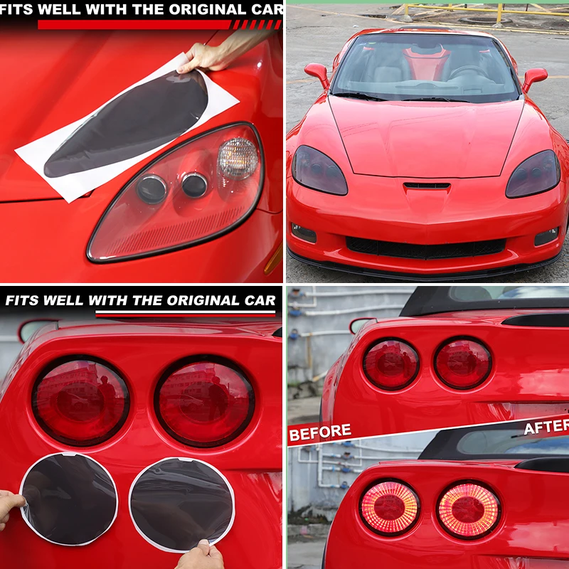 

Fit for Chevrolet Corvette C6 2005-2013 Car Headlight Rear Headlight Film Decoration TPU Sticker Car Protection Accessories