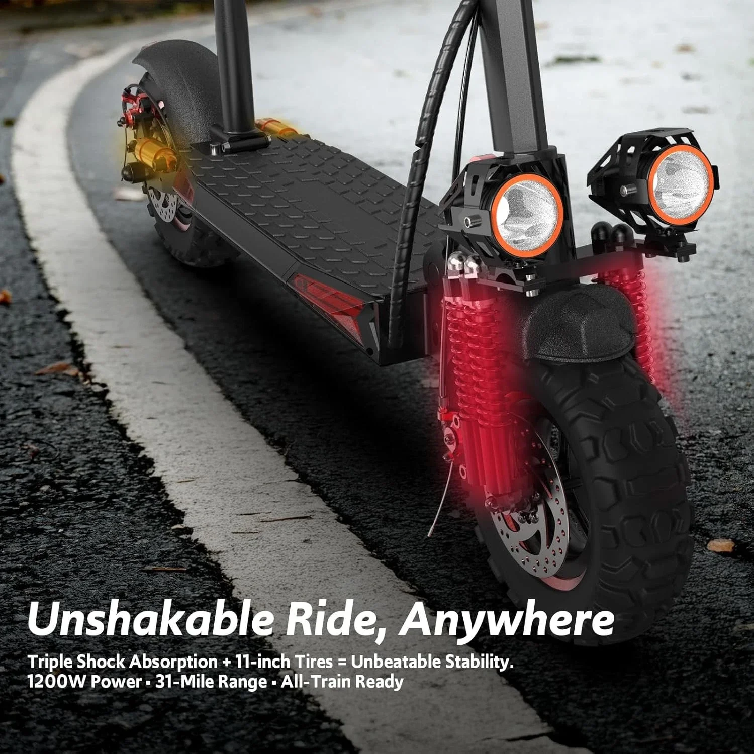 Scooter électrique pour adultes, 31mph, suspension complète, double frein à disque, longue portée, siège amovible, pliable, cadeau de noël