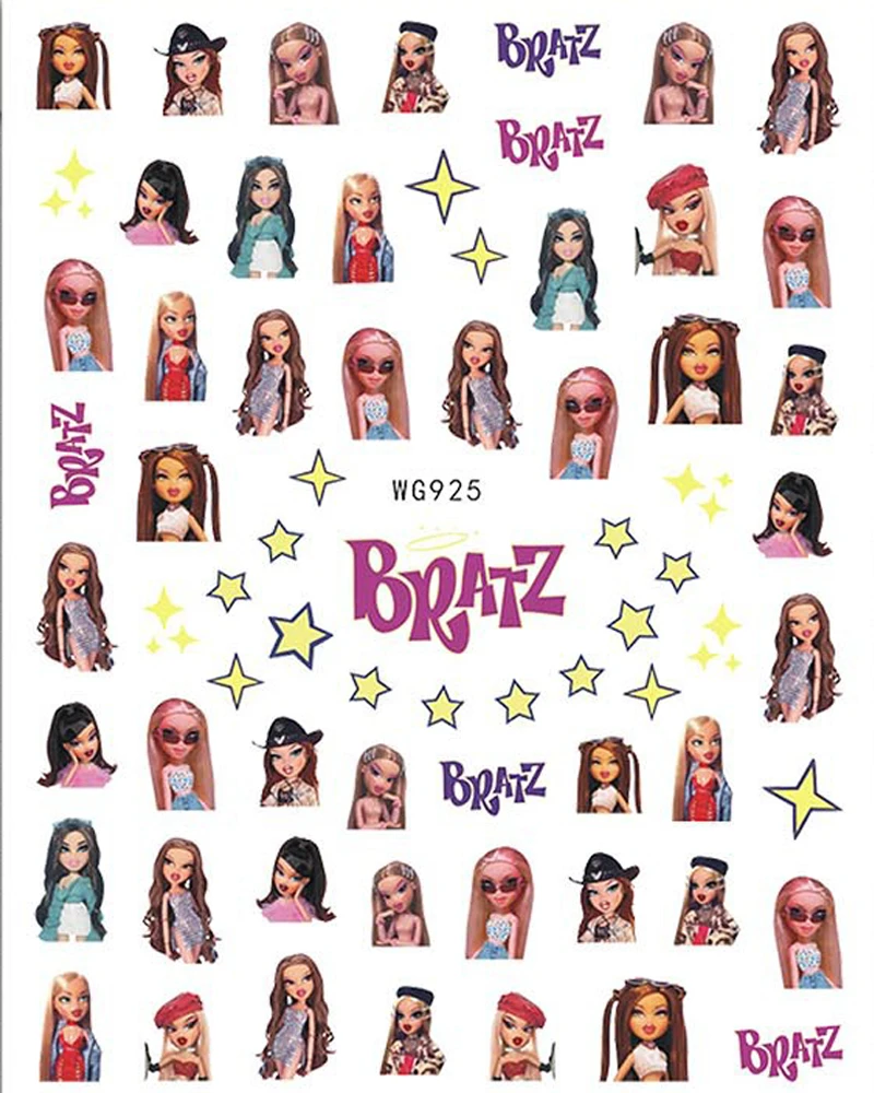 3D Cartoon Girl Series Nail Decals Adhesive Stickers Nail Art Supplies Disney Anime Nail Stickers Nail Decorations Press on Nail