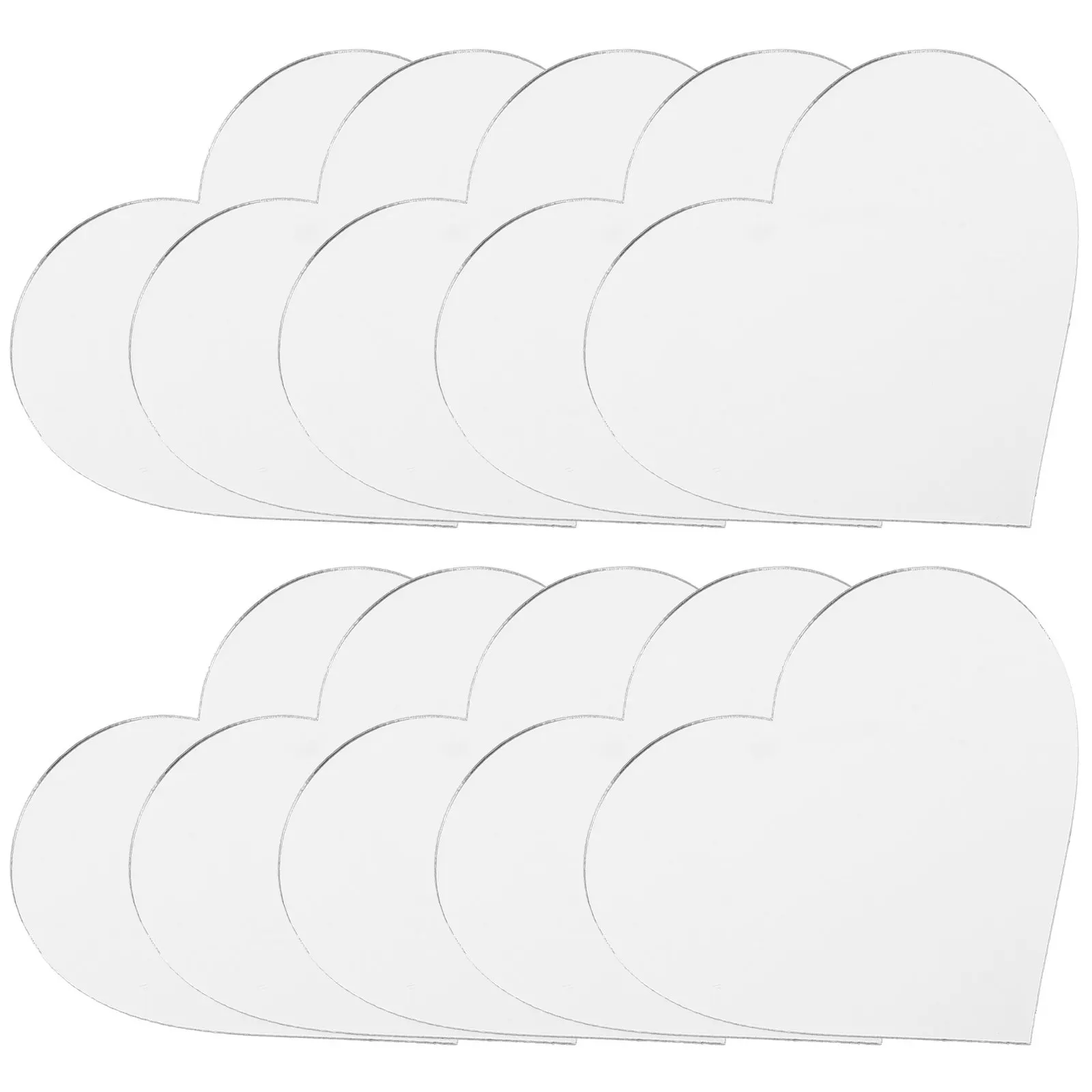 10pcs Makeup Lens Heart Shaped Acrylic Stick On Sheets For Phone Cases Diy Self Adhesive Mirror Decal Portable Grooming Tool