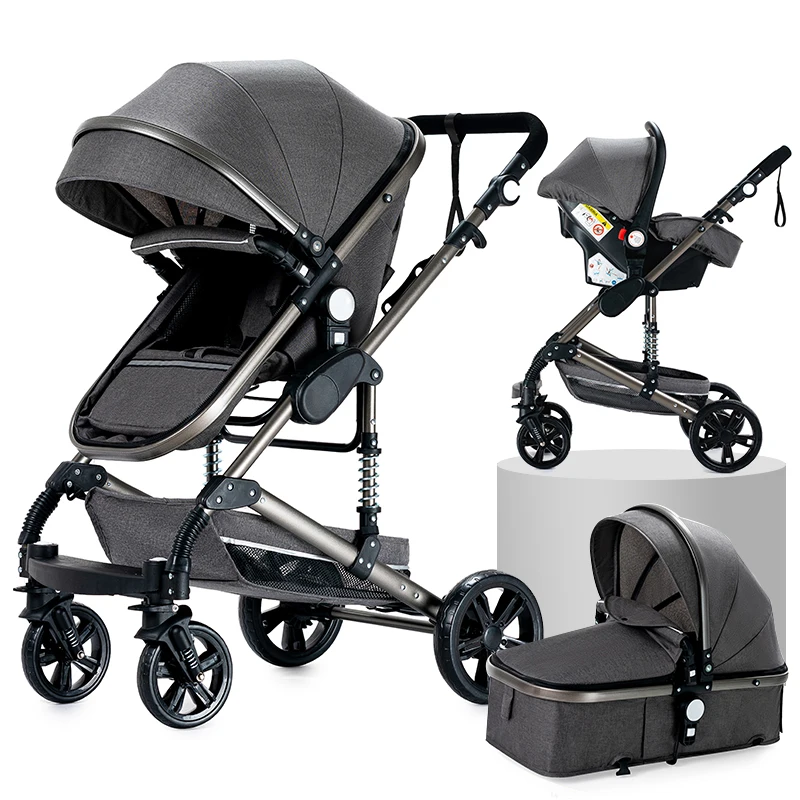 Deluxe babyreissysteem kinderwagen met wieg en autostoeltje - Snel opvouwbaar met één hand, lichtgewicht en draagbaar voor avonturen