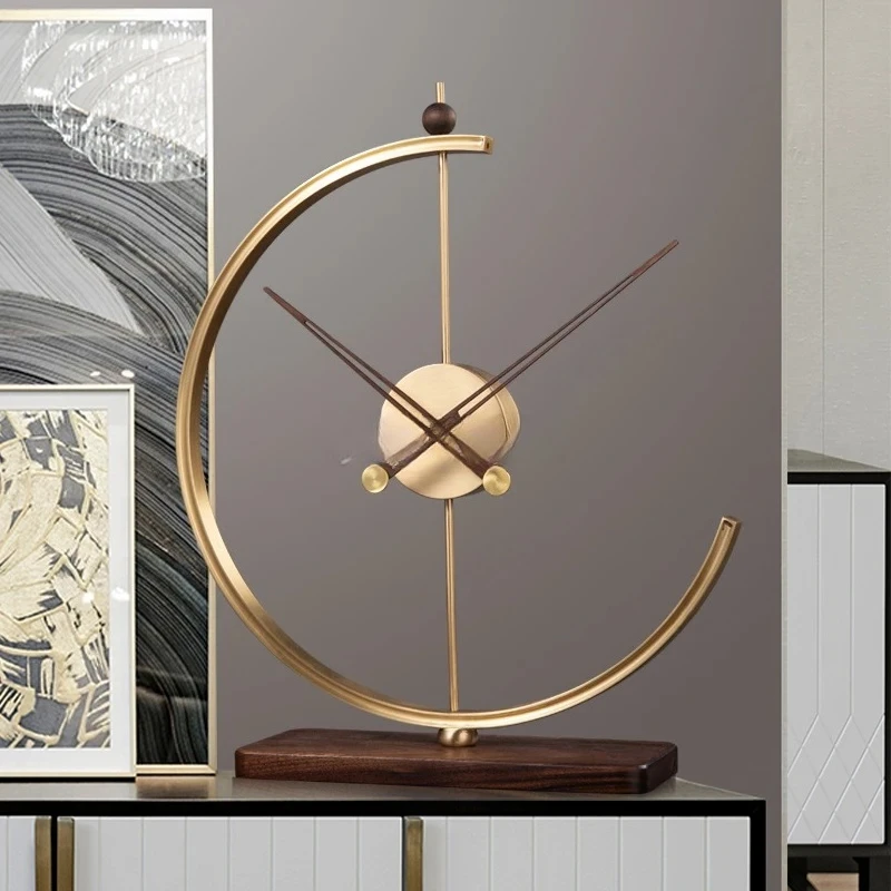 Contemporary Light Luxury Desktop Clock Minimalist H Design for Household Display