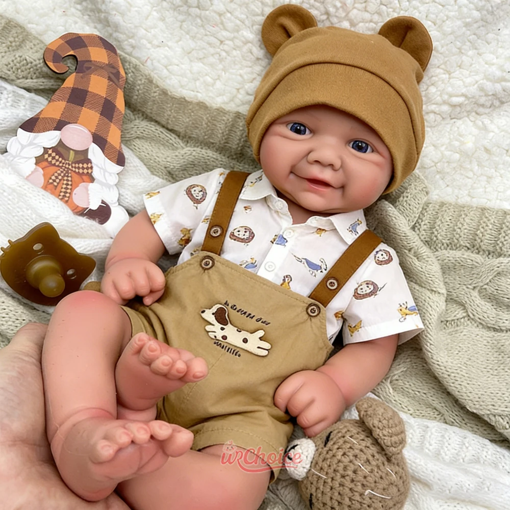 

Реалистичная 17-дюймовая силиконовая кукла реборн Vivienne для маленьких девочек, мягкая ручная работа с голубыми глазами, очаровательная кукла возрождения для подарка коллекционером