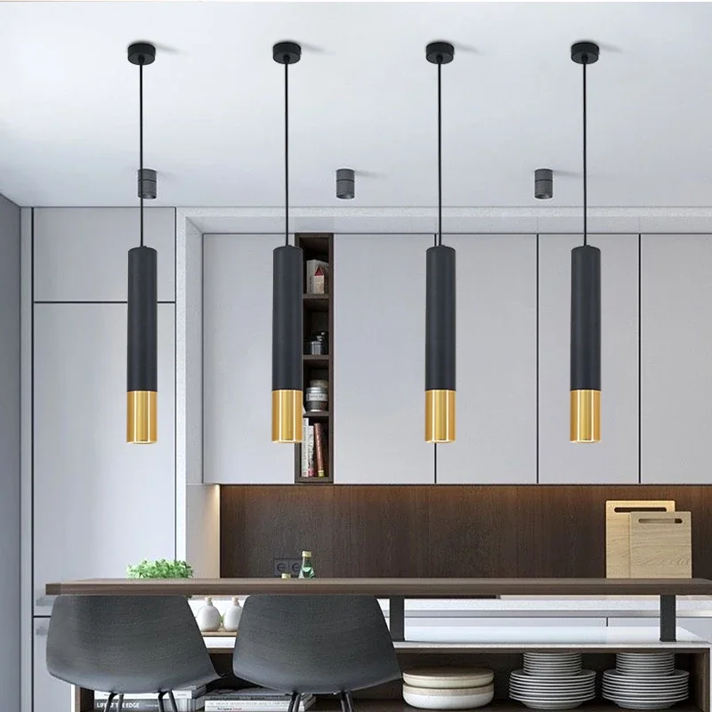 

40CM ed Pendant Lamp Long Tube light Kitchen Island Dining Room Shop Bar Counter Decoration Cylinder Pipe Kitchen Hanging Light